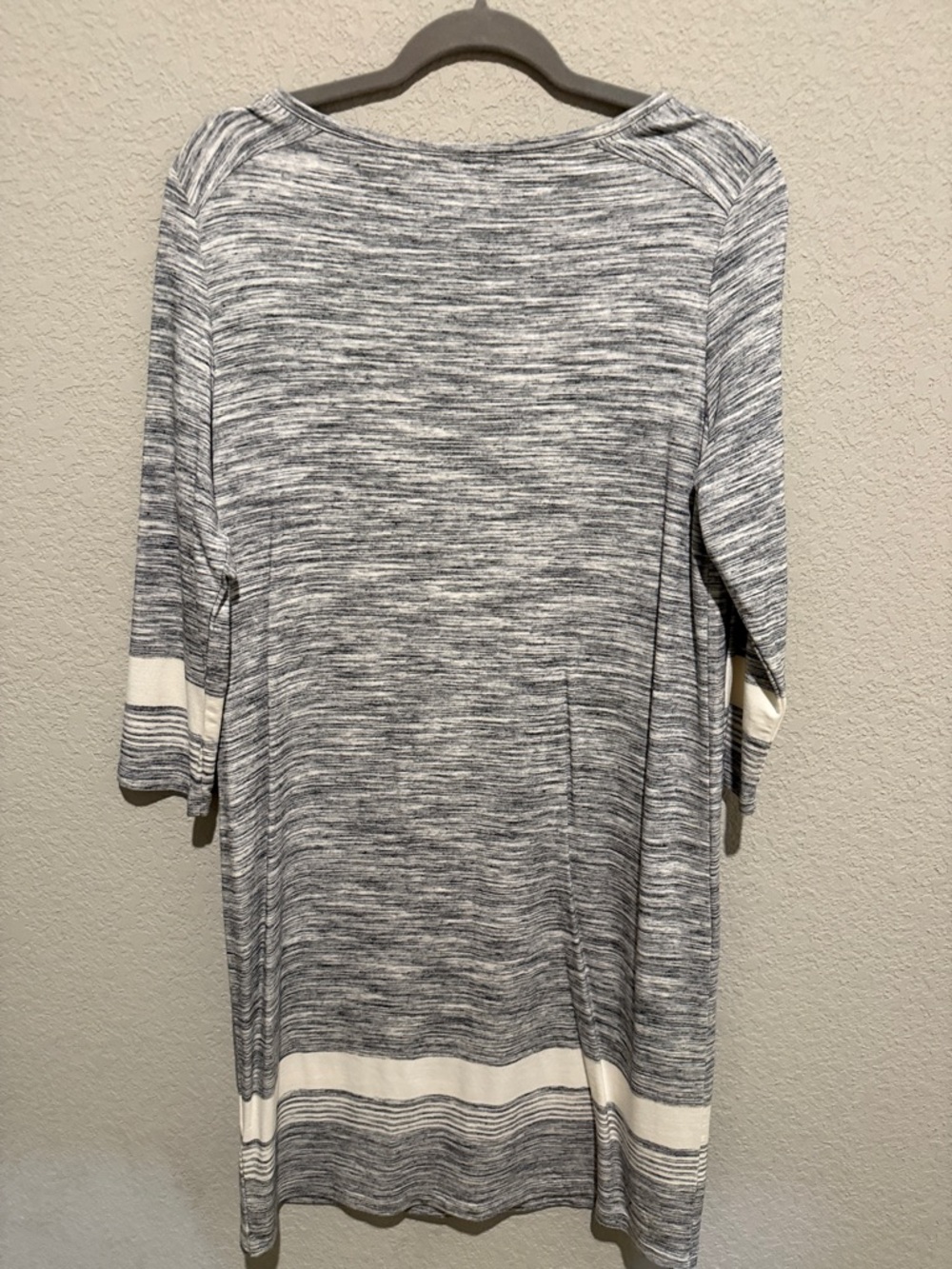 Heathered Gray Midi Dress with White Band Accents - Picture 4 of 4